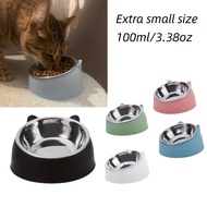Stainless steel cat bowl and dog bowl for cervical protection, oblique mouth pet food basin(WL2BR062