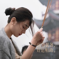 Cross-Border Obsidian Bracelet Female Crystal Silver Obsidian Six-Character Proverbs Good Luck Emoti