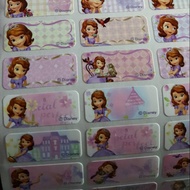 Original SOFIA THE FIRST waterproof name Label