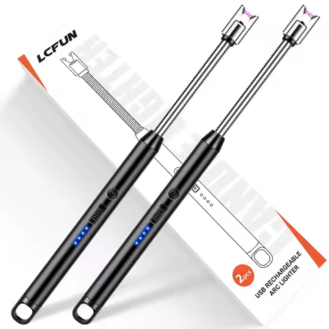 LcFun Candle Lighter Electric Arc Windproof Lighters, USB Rechargeable Lighter with LED Battery Disp