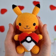 Pikachu plush with heart / Gift pokemon fan