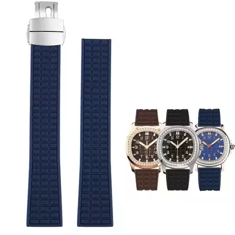 For Patek Philippe Aquanaut 5067 Series 5067A-001 Series Silicone Rubber Watch Band 19mm Chain Women