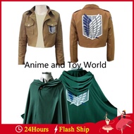 Attack On Titan Costume Green Cloak Japanese Anime Cosplay Hoodie,Jacket Brown Coat Levi,Eren,Mikasa