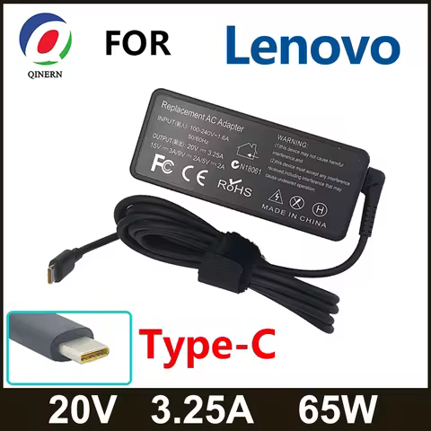 20V 3.25A 65W USB Type C Power Adapter Charger for Thinkpad X1 Carbon Yoga X270 X280 T580 P51s P52s 