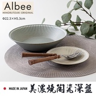 Made In Japan Minoyaki Albee Splashing Water Ten Grass Pattern Blue Gray Deep Plate 22.5cm Curry Spa