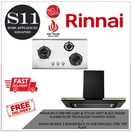 RINNAI RH-C1059-PBR SLEEK &amp; STYLISH MATT BLACK DESIGN PLASMA FILTER TECHNOLOGY CHIMNEY HOOD  +  RINNAI RB-93US 3 BURNER BUILT-IN HOB STAINLESS STEEL TOP PLATE