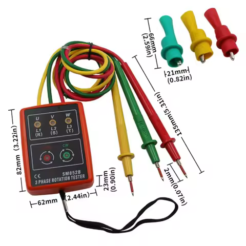 SM852B Phase Sequencer, Portable Three-Phase AC Phase Sequencer, Phase Meter, Current and Voltage De