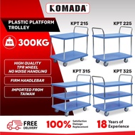 KOMADA™ 300KG Multi Tiers PVC Platform Trolley Plastic Flatbed Trolley Heavy Duty Plastic Hand Troll