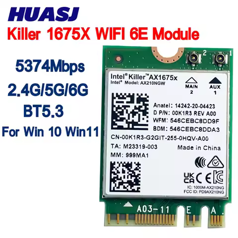 Killer 1675x AX Dual Band 2.4Gbps WI-FI 6E Wireless AX210 Wifi Card AX210NGW 802.11AX BT5.3 Laptop F