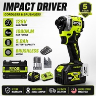 RYOBI 128V Brushless Impact Driver 1080N.M 5.0Ah Battery Cordless Screw Driver 5‑Year Warranty Local