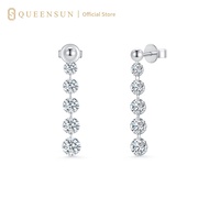 18k White Gold,  Lab Diamond, DE VS 1.8CT Drop Earrings, Linear Drop Earrings, Graduated Diamond Ear