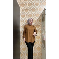 Baju Kemeja Blouse Atasan Outfit Wanita Populer Hitam Biru Navy Polos Rayon Twill Premium Fit Body P