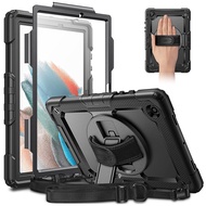 Built-in Screen Protector 360 Rotating Kickstand Hand Shoulder Strap Heavy Duty Case for Samsung Tab A8 10.5/Tab S9 FE/Tab A9 Plus/Tab A7 Lite/Tab A7 10.4/Tab S8/S7/Tab S6 Lite