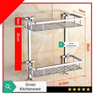 [GK] EMD777 Bathroom Towel Rack 2-Tier Aluminum WC Kitchen Wall Multipurpose Square Tier