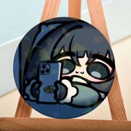 Jane Doe Zenless ZZZ Cute Q-version Game Laser Badge Round For Backpack Clothes Hat Accessories Gift
