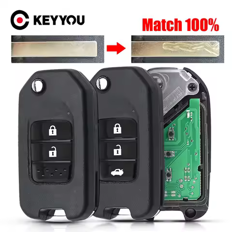 KEYYOU With Cutting Service 433MHz Flip Car Key ID47 Chip For Honda Civic Accord City CR-V Jazz XR-V