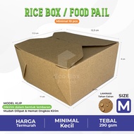 Food Pail Size M 290gsm Paper Rice Box Lunch Box Paper Takeaway Kraft Food Box Wholesale
