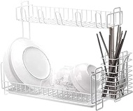 Space Saving Dish Rack Metal Draining Dish Rack Dish Drainer Kitchen Drain Shelf Sink Holder Cup Bowl Home Storage Basket Stand For Kitchen Dish Drying Rack (Color : White, Size : 39 * 20 * 33cm)