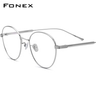 FONEX กรอบแว่นไททาเนียมสำหรับผู้หญิงแว่นตากลมแบบย้อนยุคสไตล์วินเทจสำหรับผู้ชายแว่นสายตาสั้นแว่นตาเกา