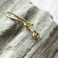 K24 玫瑰式切割天然鑽石 純金鉤式耳環 ◇ K24 純金 + 鑽石耳環 (單邊份)