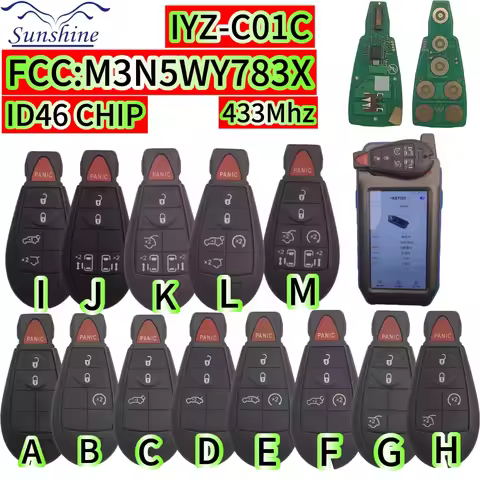 2pieces ID46 CHIP 433MHz Car Remote Key/PCB 1YZ-C01C M3N5WY783X For Jeep Grand Cherokee Dodge Carava