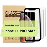 AOE - (3片裝) Apple iPhone 11 PRO MAX Glass Pro+ 鋼化玻璃手機屏幕 保護貼 + 貼膜器 (加強優惠!) -手機貼 保護貼