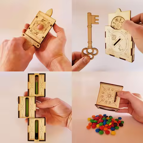 【Nice】Handcrafted Wooden DIY Magic Set, Magic Pencil Box, Word Through Finger Magic Trick, Key Throu