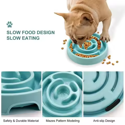 Slow Feeding Dog Bowl Plastic Maze Anti Suffocation Pet Feeder Interactive Small Dog Cat Stop Eating