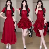 [NUONUO] Fashion 26 Years 02-28 Six Homes Straight Hair Matsumoto Funeral Red Square Neck Solid Colo