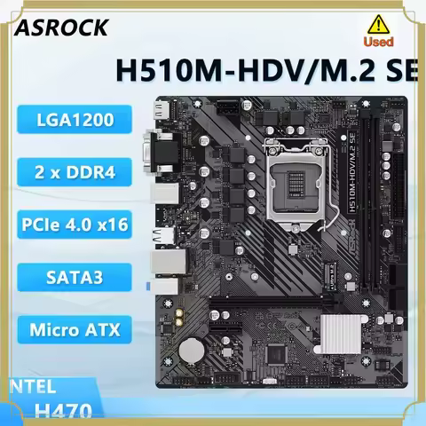 ASROCK H510M-HDV/M.2 SE Motherboard H470 For LGA1200 Core i5-10400F i3-10100F i5-11400 CPU DDR4 3200