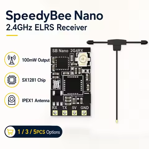 SpeedyBee Nano 2.4GHz ExpressLRS Receiver 100mW SX1281 With T Antenna IPEX1 For FPV Racing Drone RC 