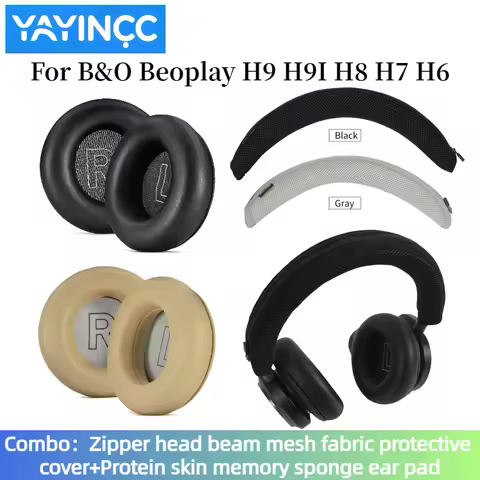 YAYINCC Replacement Ear pads+Zipper headband cover Combo for B&O beoplay H4 H6 H7, H9, H9i, HX H9 ge