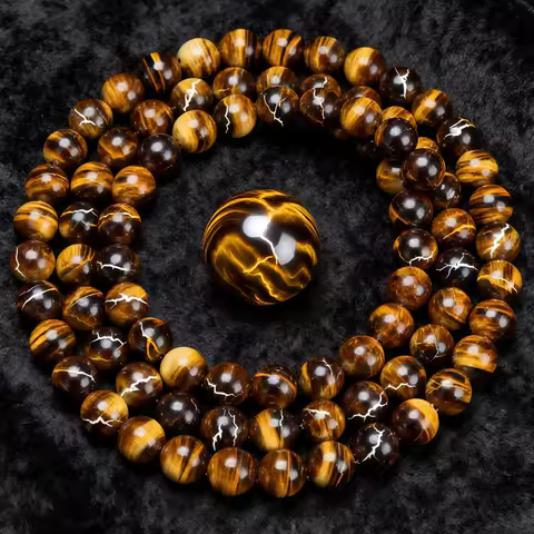 Wholesale Natural Stone 1A Yellow Tiger Eyes Bead Round Loose Spacer Bead for Jewelry Making DIY Nec