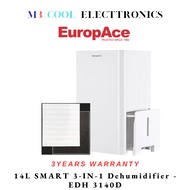 EUROPACE EDH 3140D : 14L SMART 3-in-1 DEHUMIDIFIER w HEPA13 + CARBON FILTER* - 3 YEARS WARRANTY