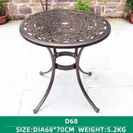 Garden Bistro Table With Umbrella Hole Outdoor Weatherproof Cast Aluminium Leisure And Durable Patio