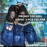 [BIG SIZE] PAKET 100 RIBU DAPAT 3 CELANA JEANS PENDEK PRIA LAKI LAKI COWO COWOK CELANA JEANS DENIM L