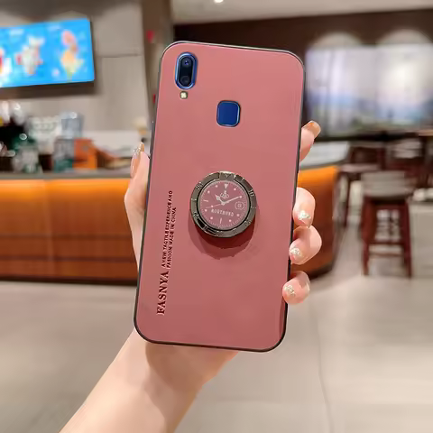 Luxury Leather Phone Case For Vivo Y66 Y67 Y70 Y71 Y73 Y79 Y81 Y85 Y91 Y93 Y95 Y97 Y100i Y200 Ring b