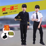 Ready Stock Captain Flight Attendant Suit Men Women Flight Aviator Pilot Suit Chinese Uniform Childr