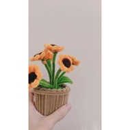 Bunga kawat bulu pot/ pipe cleaner flower/ fuzzy wire flower pot