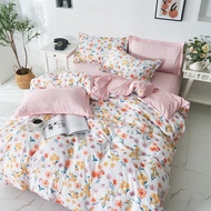 【Hot sale】 4 In 1 Fitted Bedsheet Set with Quilt Cover &amp; Fitted Bedsheet &amp; 2 Pcs Free Pillowcases - 3 Sizes Super Single