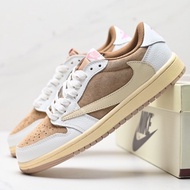 Nike AJ1 Barb Travis Scott x Air Jordan 1 Reverse Mocha AJ1 Joe 1 Joint Barb Low-Top Culture Basketb