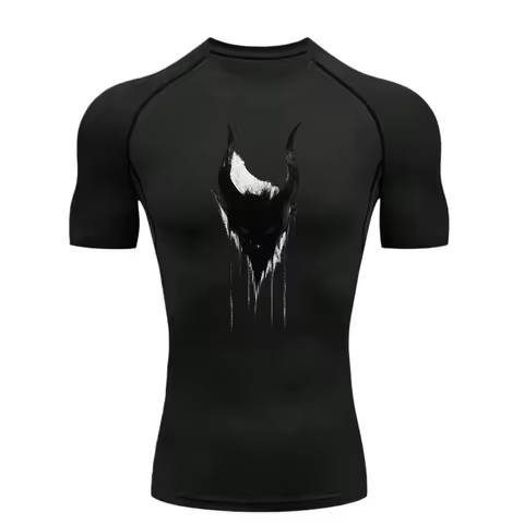 Demon Print 2026 Men's Sports T-shirt Training Fitness Compression Men's Running T-shirt Men's Stret