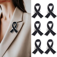 DANILOA Black Ribbon Pin, Awareness Melanoma Cancer Funeral Ribbon Badge Brooch, Enamel Black Ribbon