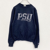 Champion ECO FLEECE 運動衫/運動鞋，帶有大學標誌，海軍藍，XS 碼，古著。