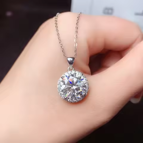 Solitaire 3ct Lab Moissanite Diamond Pendant Real 925 Sterling Silver Charm Party Wedding Pendants N