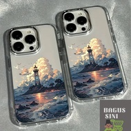 SFcuteStyleMix Casing A Wave Lighthouse Phone Case For iPhone 11 12 13 14 15 16 17 Pro Max X XS X R 