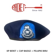 Kadet Polis Beret With Cap Badge & Pelapik Biru or Beret Kadet Polis Siap Pasang Dengan Lencana & Pe