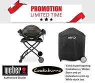 Weber Q1400 Electric Grill + Cover 7113 + Q Cart 6557