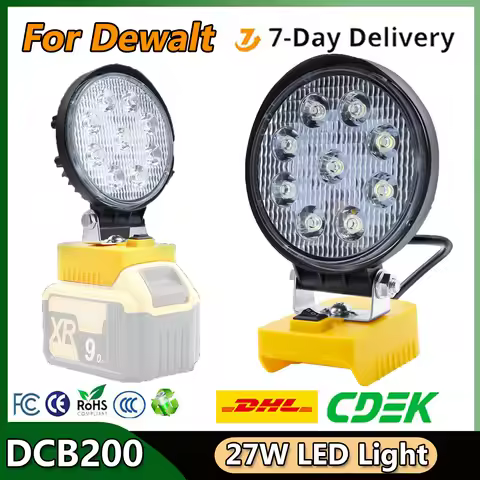 27W Work LED Light For Dewalt DCB200 18V Battery 6500K for Dewalt DCB200 DCB609 3.0Ah 4.0Ah 6.0Ah 9.