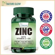 Supplements Zinc Chewable Tablets Zinc 100mg Vitamin C 1000mg and Vitamin D3 5000 IU Supports bone h